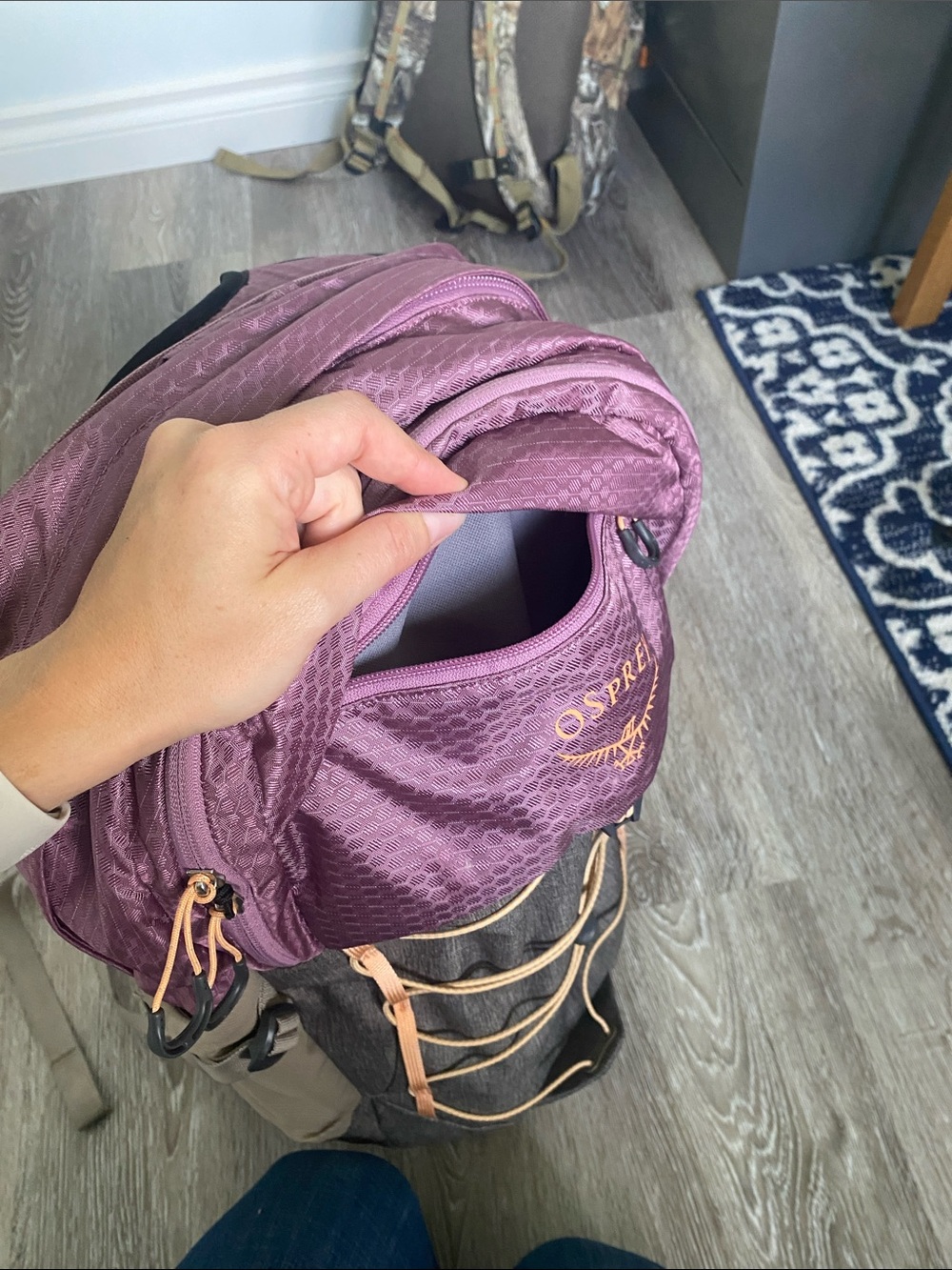 OSPREY Quasar Backpack - Plum and Grey/Brown with Light Orange Accents - Picture 6 of 10
